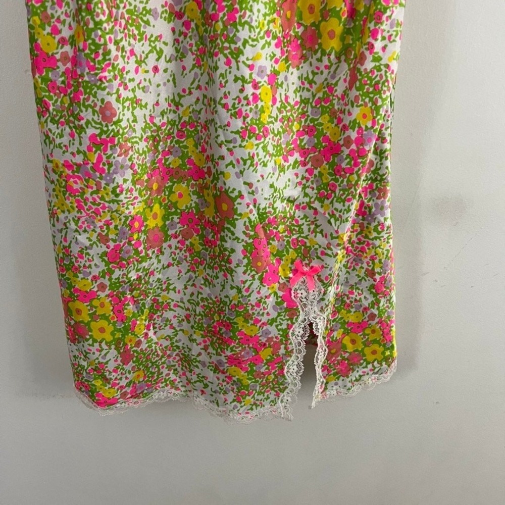 Victoria's Secret Satin Slip Nightgown Slip Dress Vtg Size M Floral Lace Trim - Picture 7 of 13